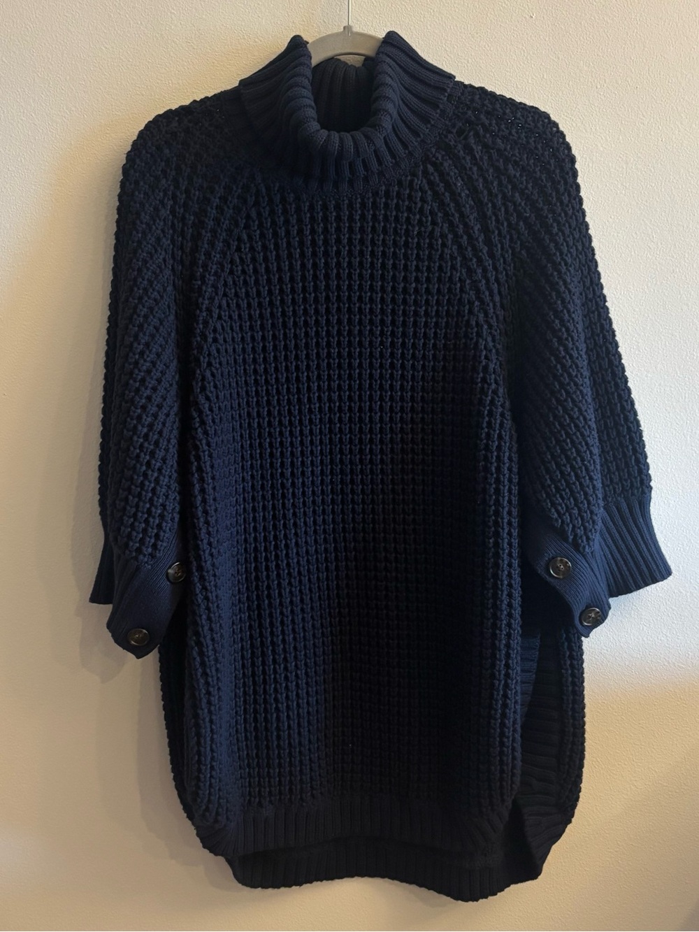 J. Crew Navy Chunky Ribbed Turtleneck Sweater Size Large